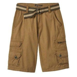*Cargo Shorts Adjustable Waist sz 10 Plugg Trekker Brown Belted 8 Pockets Boys